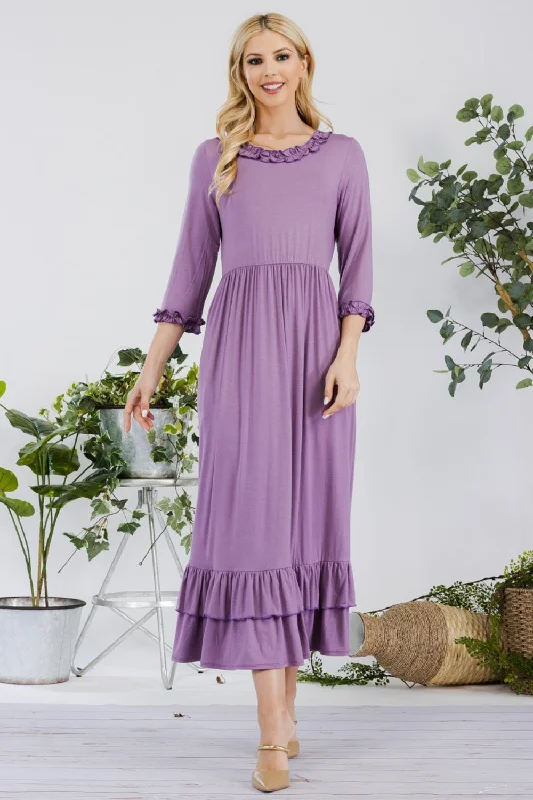 Incredible Offers casual evening dressCeleste Full Size Layered Ruffle Hem Dress with Pockets Incredible Offers casual evening dressCeleste Full Size Layered Ruffle Hem Dress with Pockets