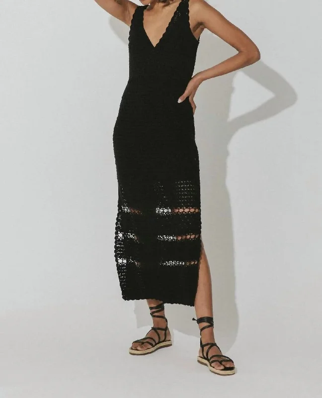 Savings Bonanza classic fit-and-flare dressDiah Crochet Midi Dress In Black