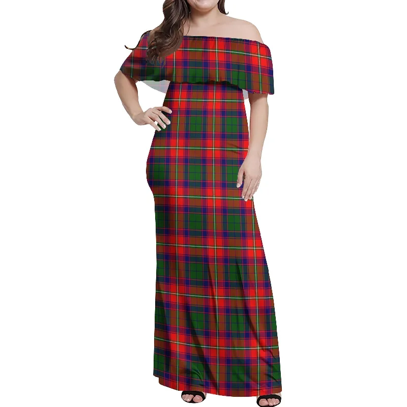 Early Access Wauchope Tartan Off Shoulder Long Dress