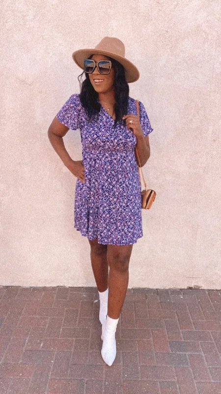 Super Bargain Brigitte Floral knit dress (navy)