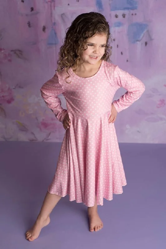 Major Savings sophisticated dressPOLKA PINK TWIRLY DRESS