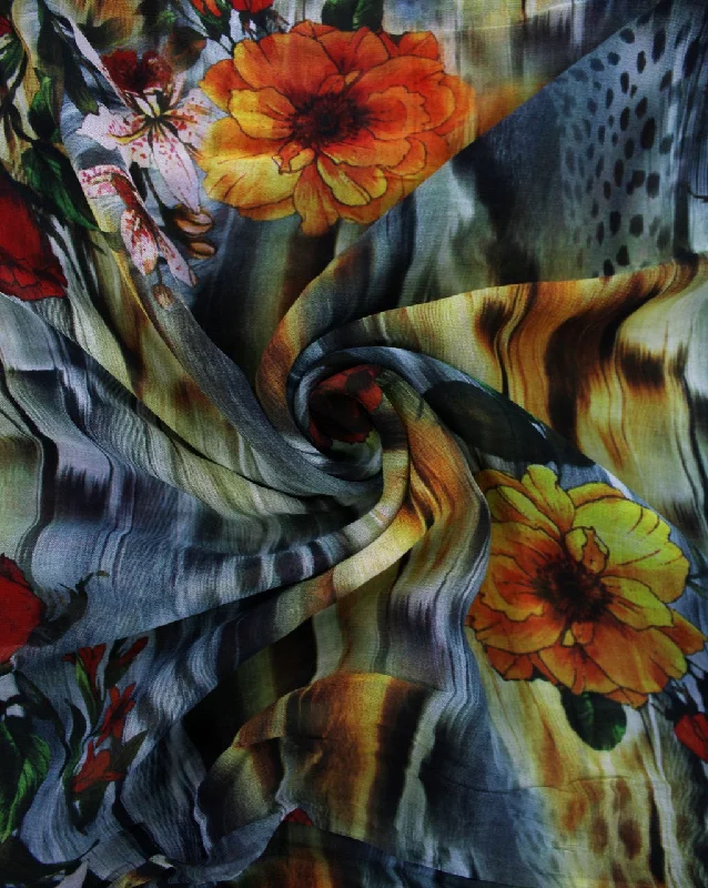 Today's Special trendy bodycon dressMulticolor Floral Design Polyester Georgette Digital Printed Fabric Today's Special trendy bodycon dressMulticolor Floral Design Polyester Georgette Digital Printed Fabric