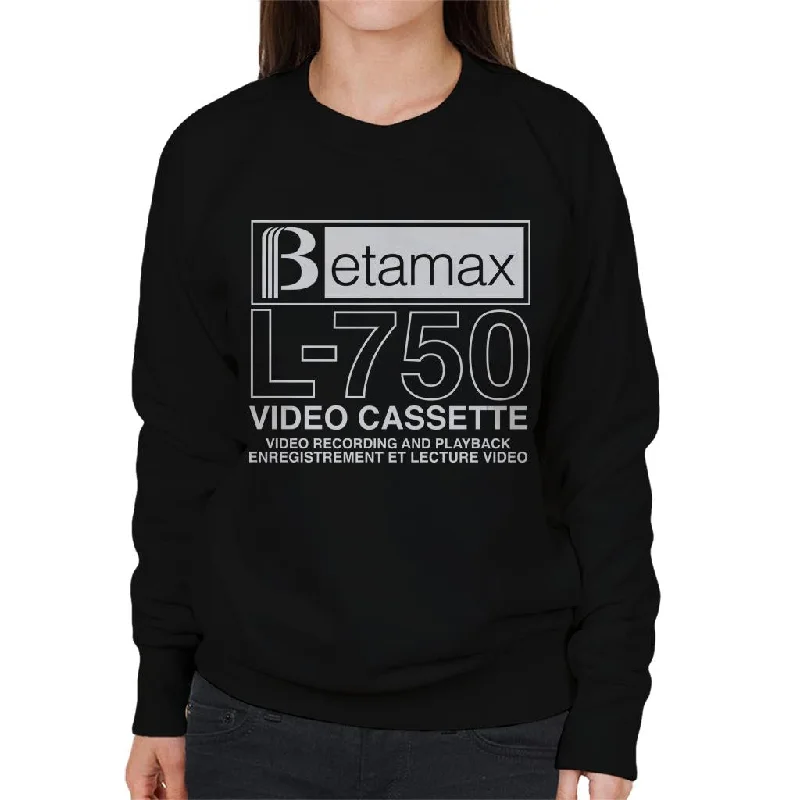 Don't Wait fitted workout hoodieBetamax White B Logo L 750 Video Cassette Women's Sweatshirt Don't Wait fitted workout hoodieBetamax White B Logo L 750 Video Cassette Women's Sweatshirt
