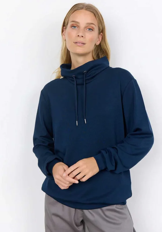 Special Savings high-fashion hoodieSoyaconcept Banu Funnel Neck Sweatshirt, Navy