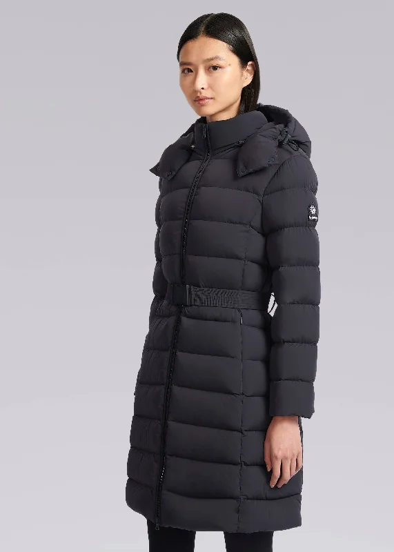 Incredible Offers classic jacketWomen's Sandbanks Dune Navy Belted Mid Puffer Jacket