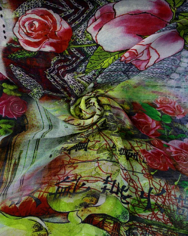 Unbeatable Prices high-waisted dressMulticolor Floral Design Polyester Georgette Digital Printed Fabric