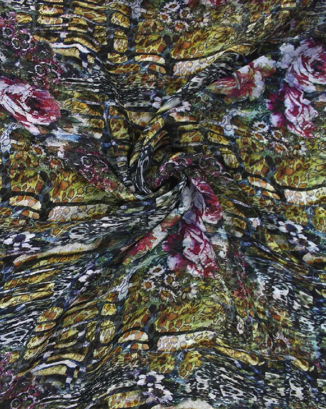 Extra Discounts satin midi dressMulticolor Floral Design Polyester Georgette Digital Printed Fabric Extra Discounts satin midi dressMulticolor Floral Design Polyester Georgette Digital Printed Fabric