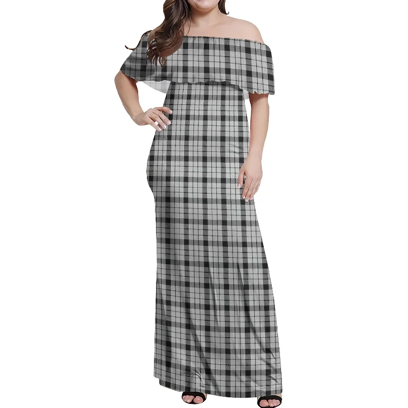 Online Only Wallace Dress Tartan Off Shoulder Long Dress