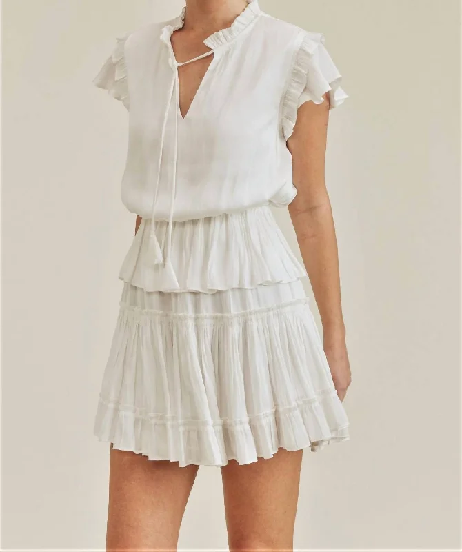Grand Opening Sale relaxed fit dressShort Sleeve Ruffle Dress In White