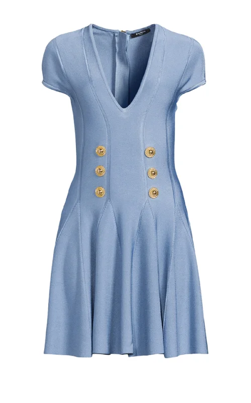 Midnight Madness ruffle dress6-Button Fine Knit Mini Skater Dress