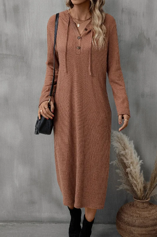 Price Buster silk dressButtoned Long Sleeve Hooded Dress
