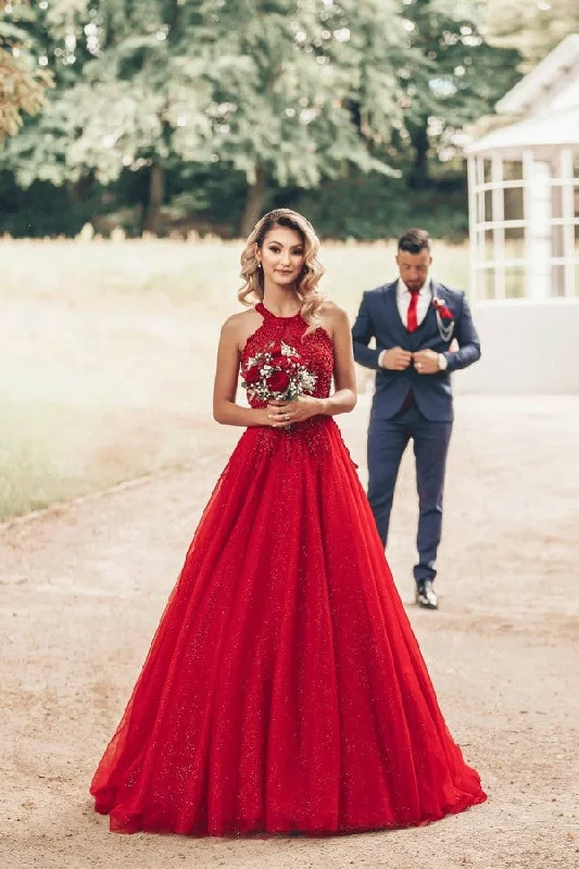 Extra Discounts Red Halter Glitter A-lin Evening Gown Charming Sleeveless Floor Length Party Dress Extra Discounts Red Halter Glitter A-lin Evening Gown Charming Sleeveless Floor Length Party Dress