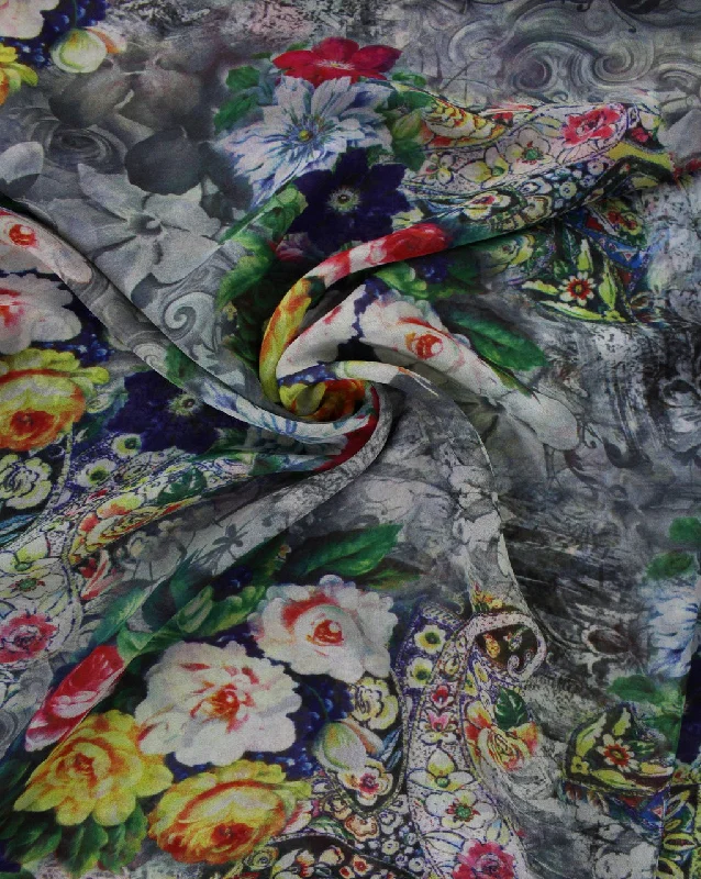 Daily Specials tiered dressMulticolor Floral Design Polyester Georgette Digital Printed Fabric Daily Specials tiered dressMulticolor Floral Design Polyester Georgette Digital Printed Fabric