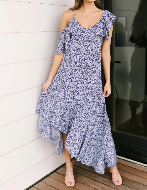 Weekend Flash Sale denim dressC'est La Vie Dress In Blue/leopard