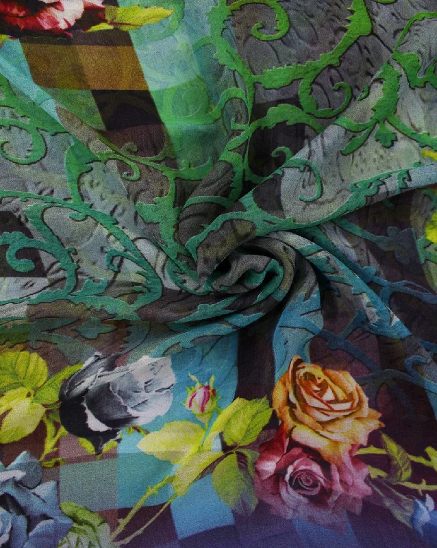 Online Specials chic wrap dressMulticolor Floral Design Polyester Georgette Digital Printed Fabric Online Specials chic wrap dressMulticolor Floral Design Polyester Georgette Digital Printed Fabric