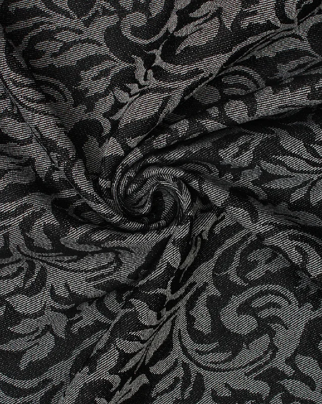 Act Now minimalistic dressGrey And Black Floral Design 2 Denim Lycra Jacquard Fabric
