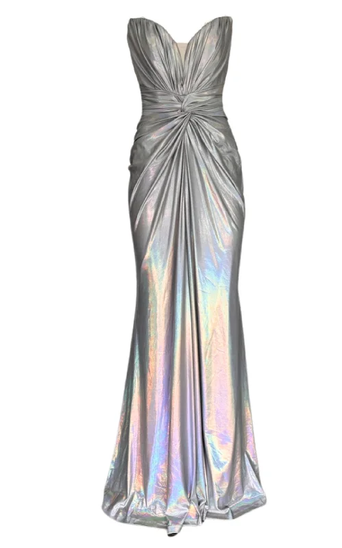 Lowest Prices v-neck dressSilver Metallic Cocktail Dress