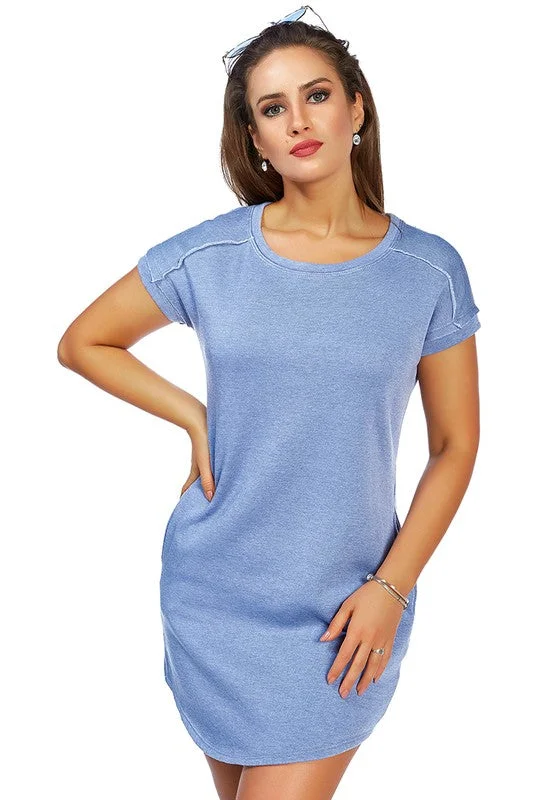 Year-End Sale floral wrap dressSolid T-Shirt Dress