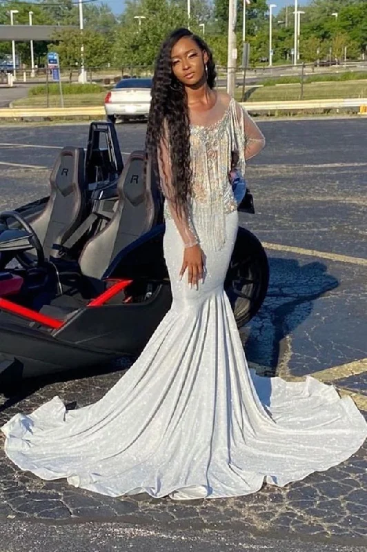 Today’s Deal Long Sleeves Prom Party GownsBeading Mermaid Evening Gowns