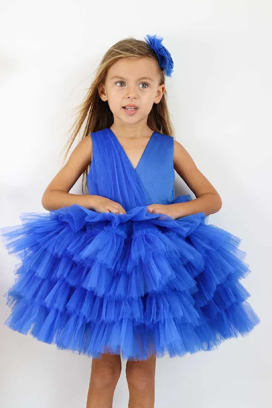 Mega Sale fitted cocktail dressEmily Sax Blue Party Dress