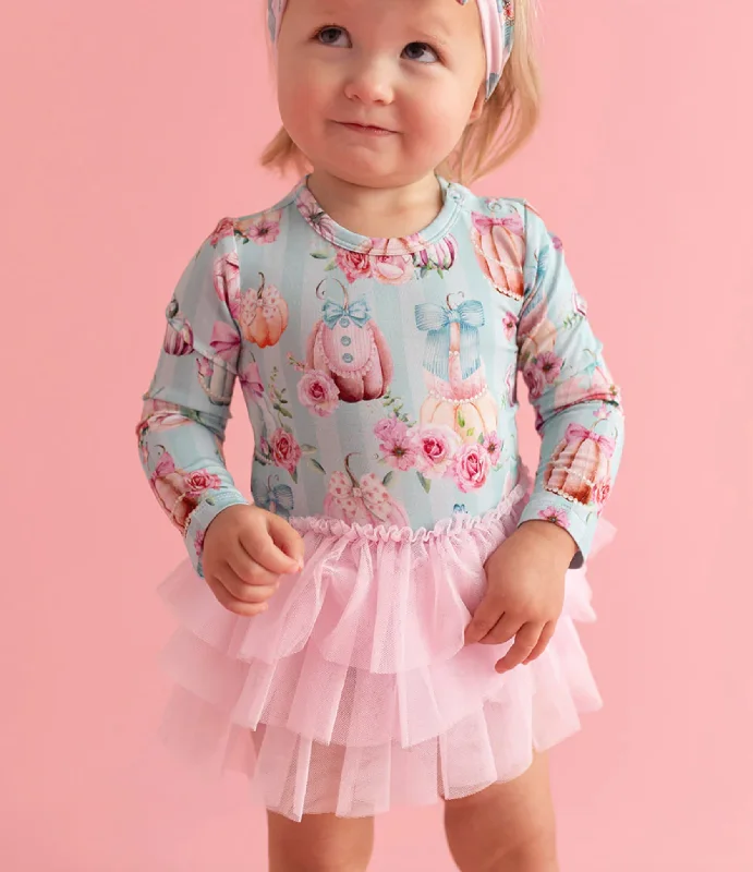 Amazing Deals textured dressPosh Peanut Edie Long Sleeve Tulle Bodysuit