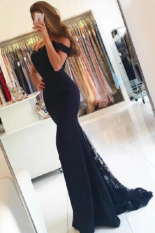Factory Direct Sale Off Shoulder Slim Mermaid Evening Dress Floor Length Party Gown