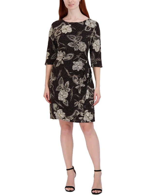 Price Meltdown ruffle dressPlus Womens Metallic Floral Print Sheath Dress