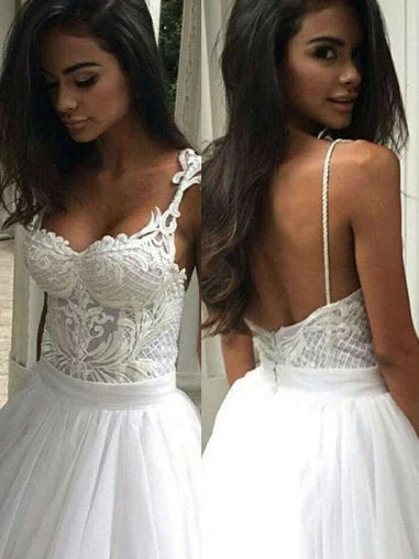Discount Mania Chic Wedding Dresses Sexy Spaghetti Straps Appliques Tulle Ivory Bridal Gown JKW105 Discount Mania Chic Wedding Dresses Sexy Spaghetti Straps Appliques Tulle Ivory Bridal Gown JKW105