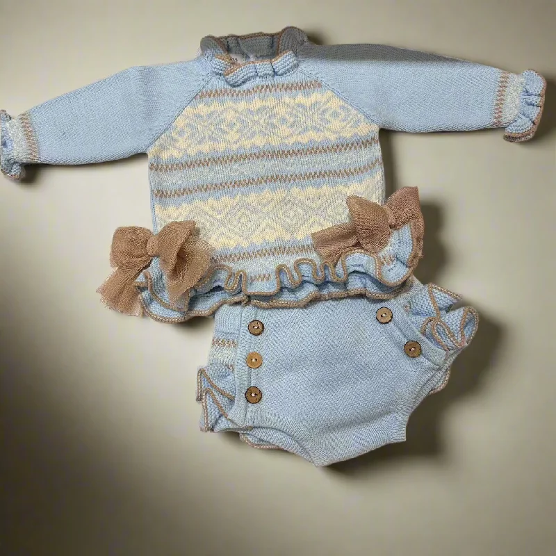 YEAR-End Sale knit dressBaby Blue Girl's Bloomer Set