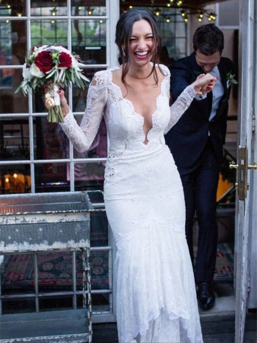 Today’s Deal Long Sleeve Wedding Dresses Mermaid Floor-length Romantic Lace Bridal Gown JKW298 Today’s Deal Long Sleeve Wedding Dresses Mermaid Floor-length Romantic Lace Bridal Gown JKW298