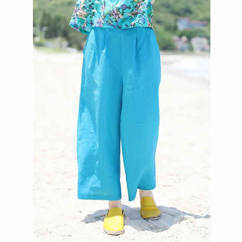 Don’t Miss Out casual slip dressBlue Linen Summer Autumn Women Casual Pants with Pockets SMM97226