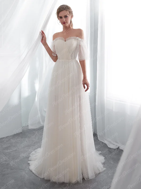 Markdowns Half Sleeve Wedding Dresses A-line Short Train Elegant Simple Romantic Lace Bridal Gown JKW259 Markdowns Half Sleeve Wedding Dresses A-line Short Train Elegant Simple Romantic Lace Bridal Gown JKW259