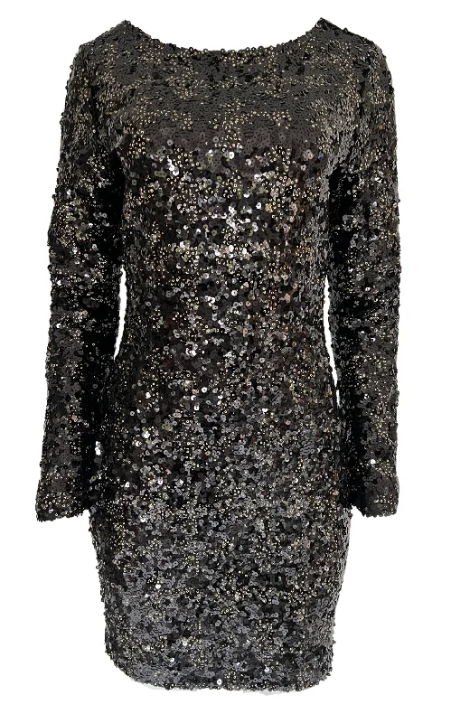 Referral Discount lace dressBlack Sequence Mini Dress with Open Back