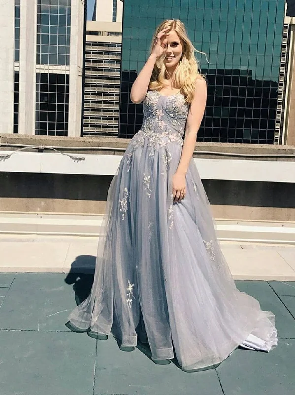 Price Rollback A-Line Sweetheart Spaghetti Straps Chic Appliques Long Prom Dress JKZ8618
