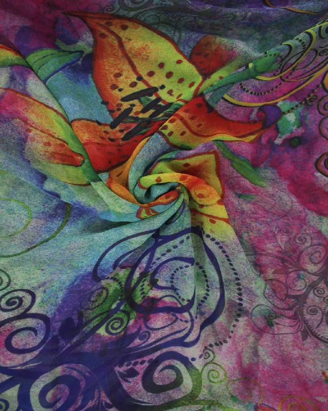 Buy More, Save More t-shirt dressMulticolor Floral Design Polyester Georgette Digital Printed Fabric Buy More, Save More t-shirt dressMulticolor Floral Design Polyester Georgette Digital Printed Fabric