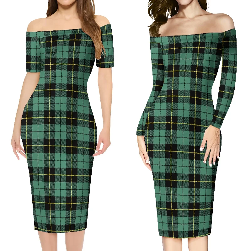 Limited Time Offer Wallace Hunting Ancient Tartan Off Shoulder Lady Dress