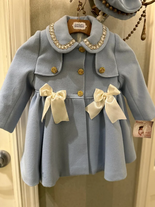 Discount Mania off-the-shoulder dressBaby Blue Wool Coat