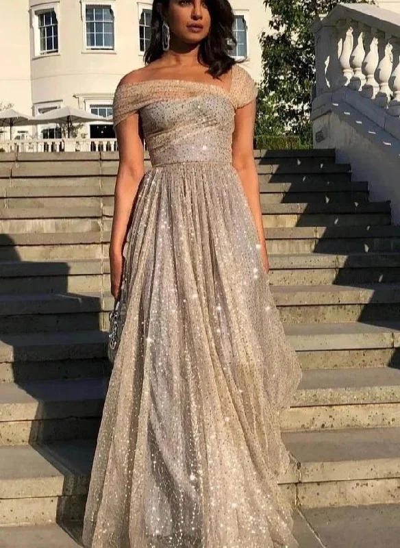 Deal of the Week A-line One Shoulder Sequins Sparkle Prom Dress Formal Evening Gowns JKQ133