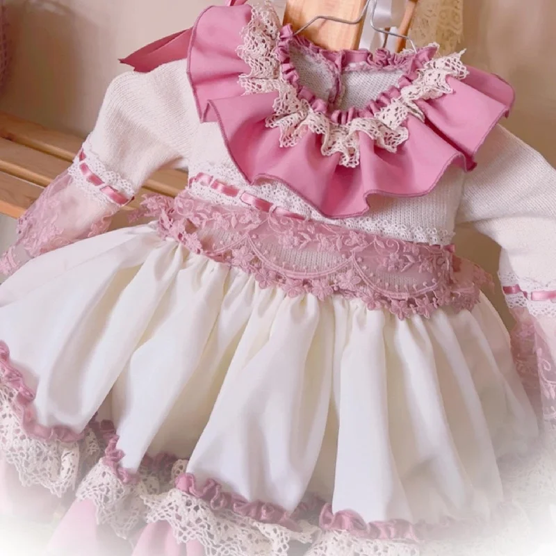 Seasonal Sale sophisticated dressBlush and Ivory Knit Dress