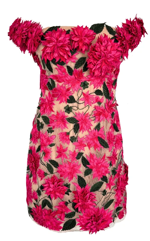 Factory Direct Sale spaghetti strap dressDahlia Floral-appliqué Mini Dress