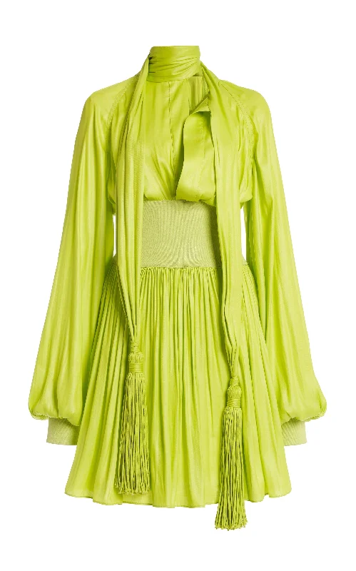 Loyalty Reward textured dressTassel-Detailed Chintzed Mini Dress