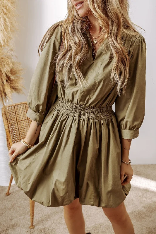 Price Drop Alert vintage dressJohnny Collar Three-Quarter Sleeve Dress