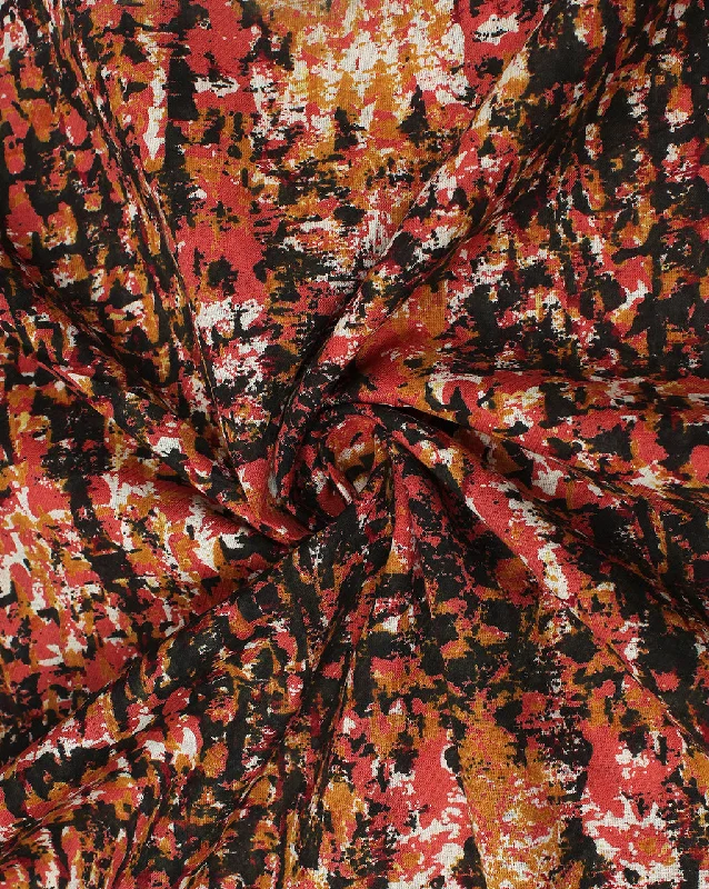 Mega Sale silk dressRed And Multicolor Abstract Printed Cotton Cambric Fabric