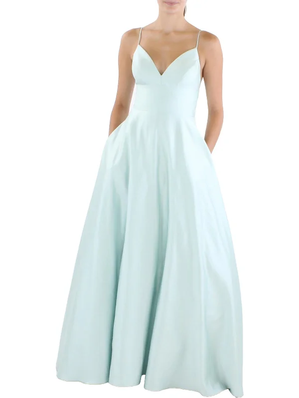 Bargain Prices romantic dressWomens Satin Plunge-Neck Evening Dress